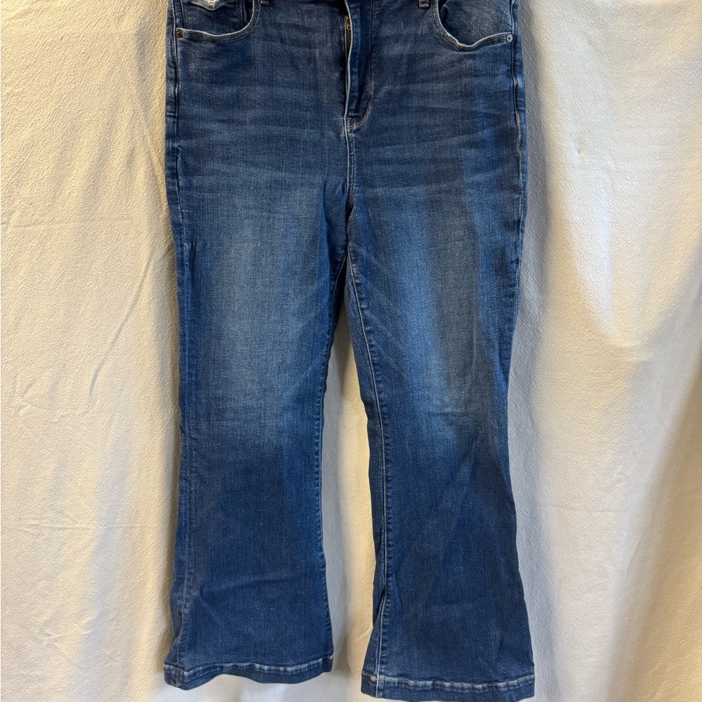 American Eagle Outfitters Dark Blue super Hi Rise Flare Jeans sz 16 EUC